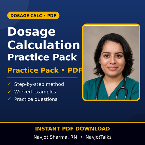 Dosage Calculation Practice Pack for nurses cover by Navjot Sharma, RN