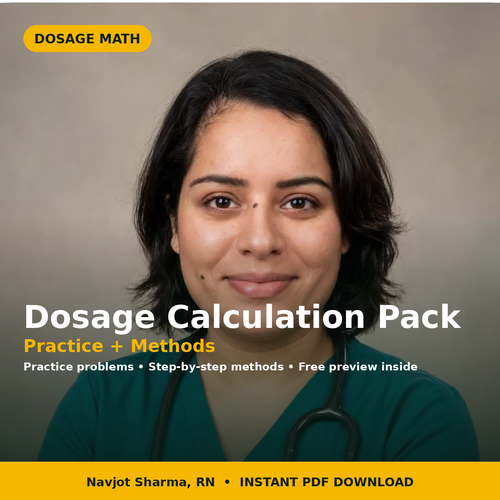 Dosage Calculation Practice Pack for nurses cover by Navjot Sharma, RN