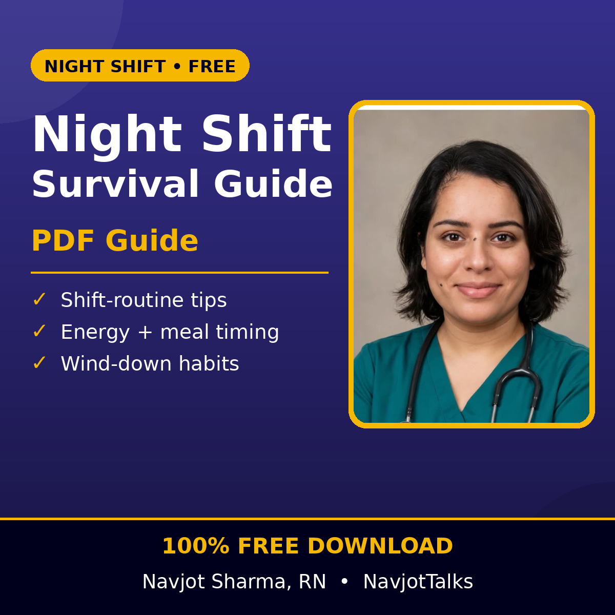 Night Shift Survival Guide for nurses cover by Navjot Sharma, RN