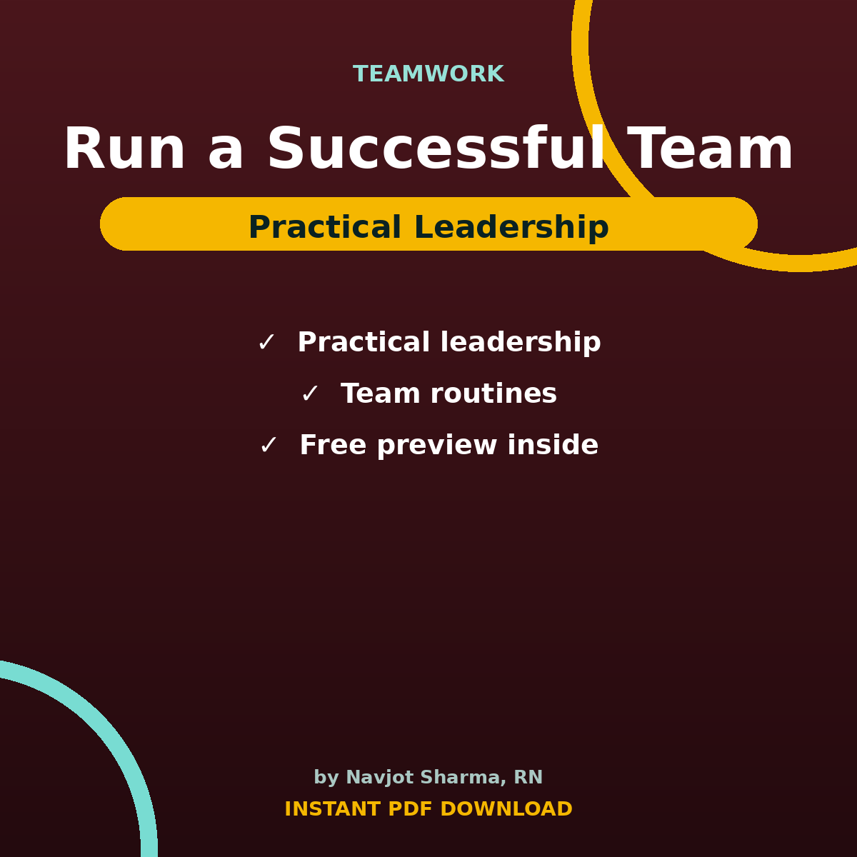How to Run a Successful Team nursing leadership guide cover by Navjot Sharma, RN